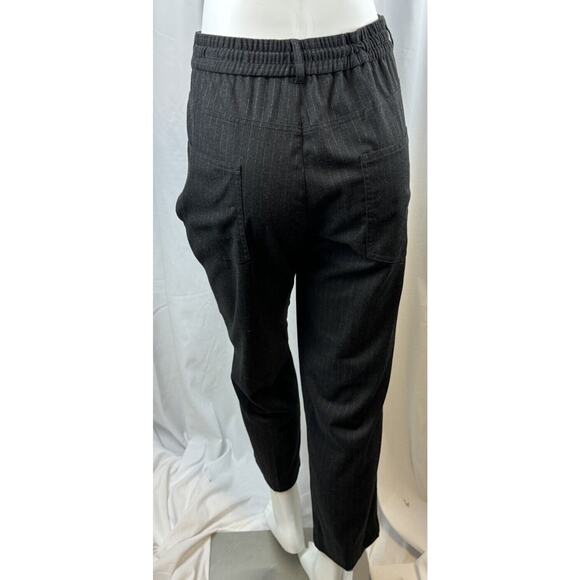 Zara Pinstripes Drawstring Waist Trousers Charcoal Gray 12 Professional 64-29 - Picture 14 of 15